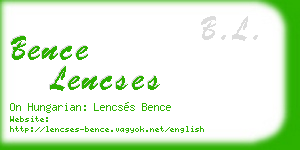 bence lencses business card